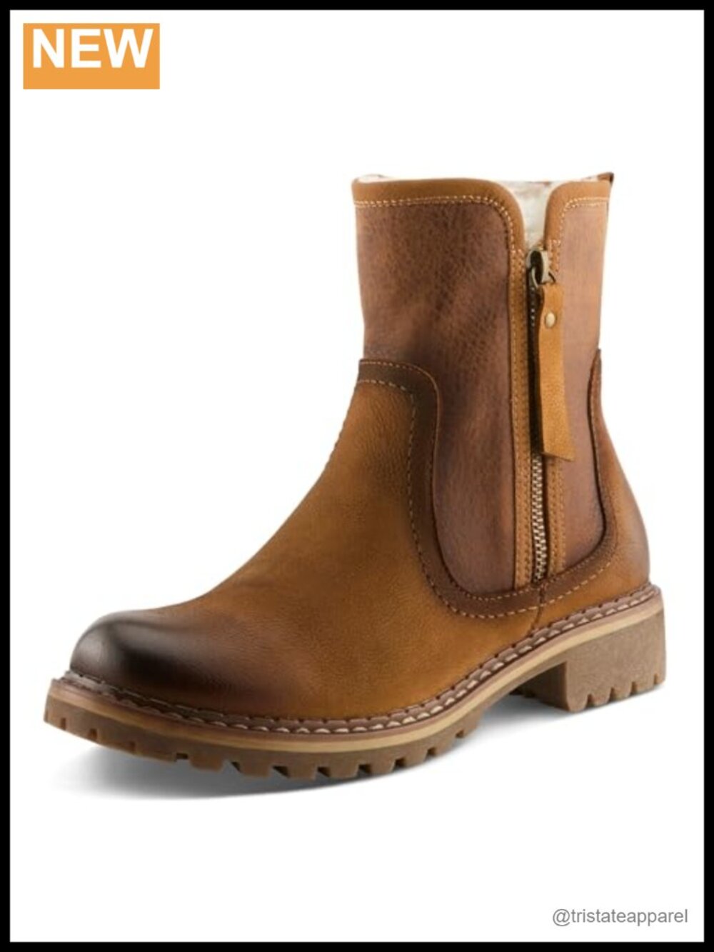 Ankle Booties with Faux Fur Lining & Lug Sole - Women's Fashion Boot